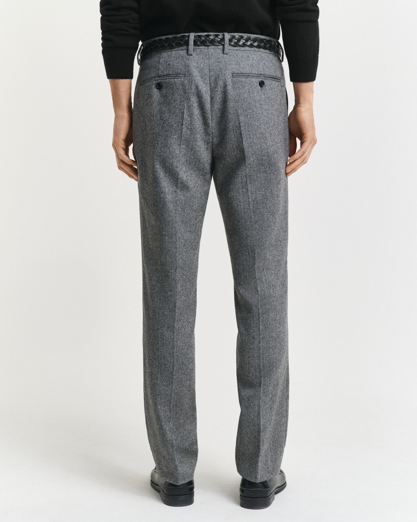 Slim fit jakkesæt-bukser i sildebensmønstret flannel