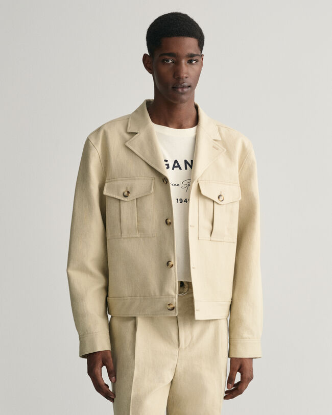 Relaxed fit jakkesæt-jakke af bomuld og hør