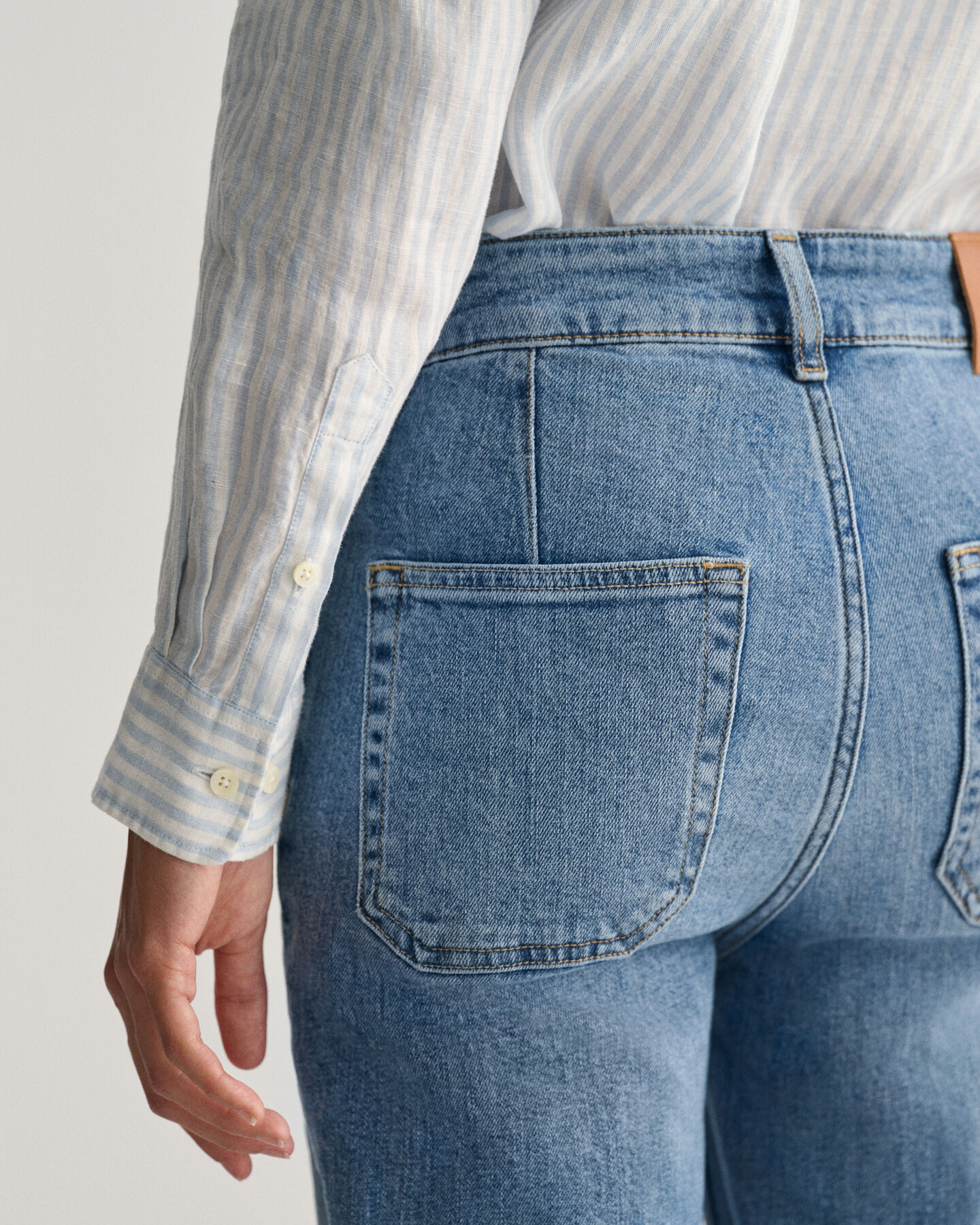 Regular fit stribet skjorte af hør