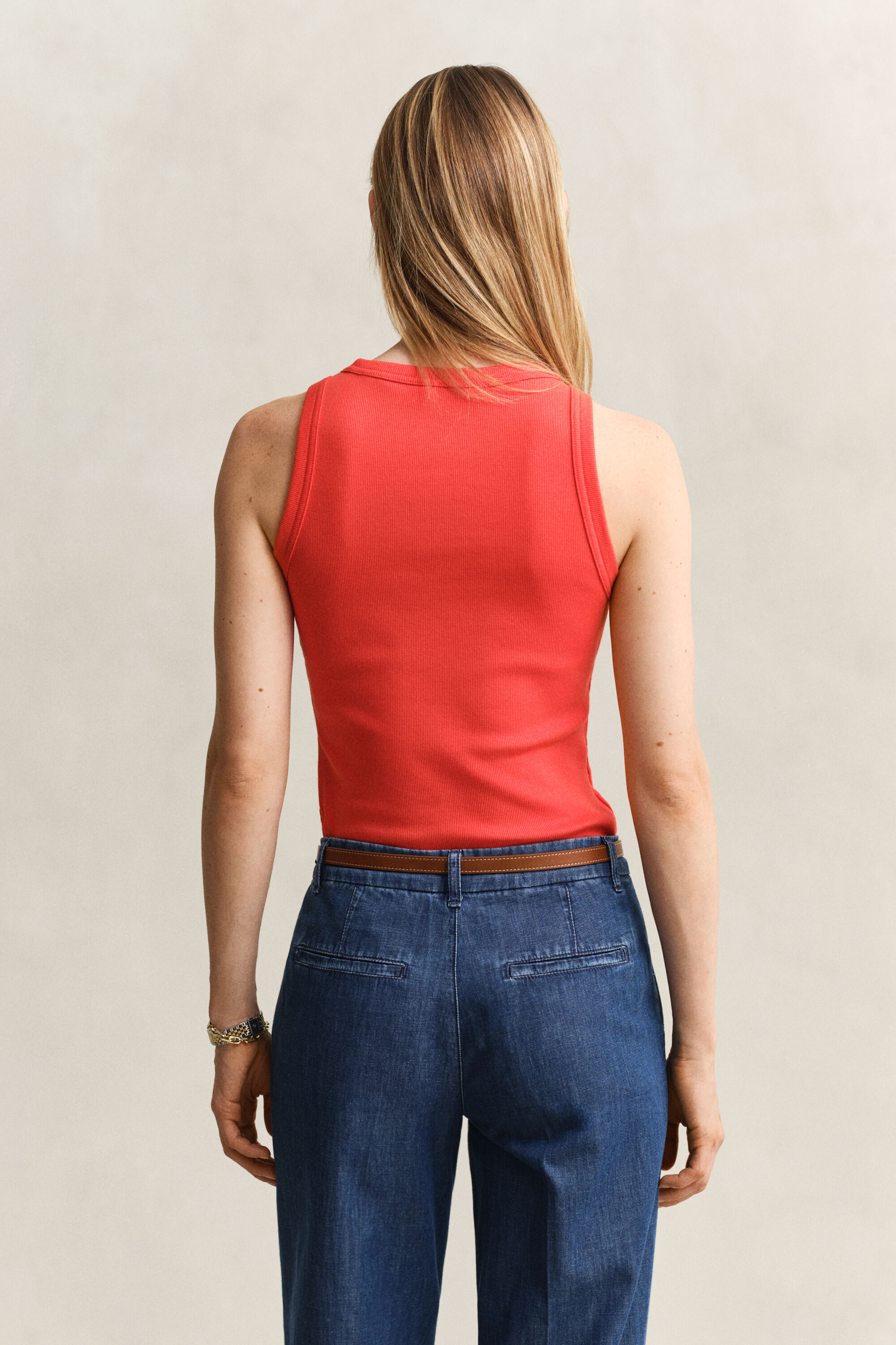 Ribstrikket tank-top