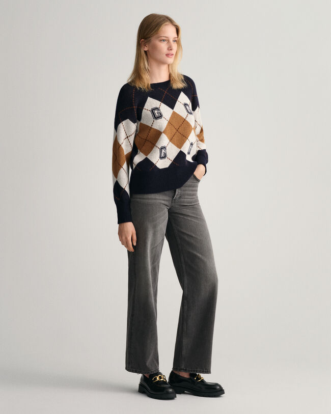 Argyle sweater med crewneck
