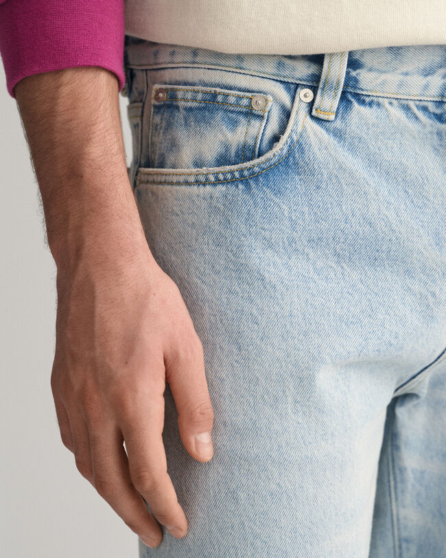 Loose fit let vaskede denim jeans