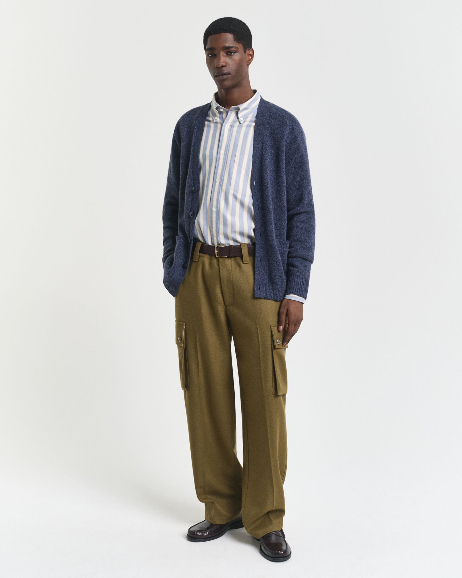 Cardigan i mouliné uldblanding