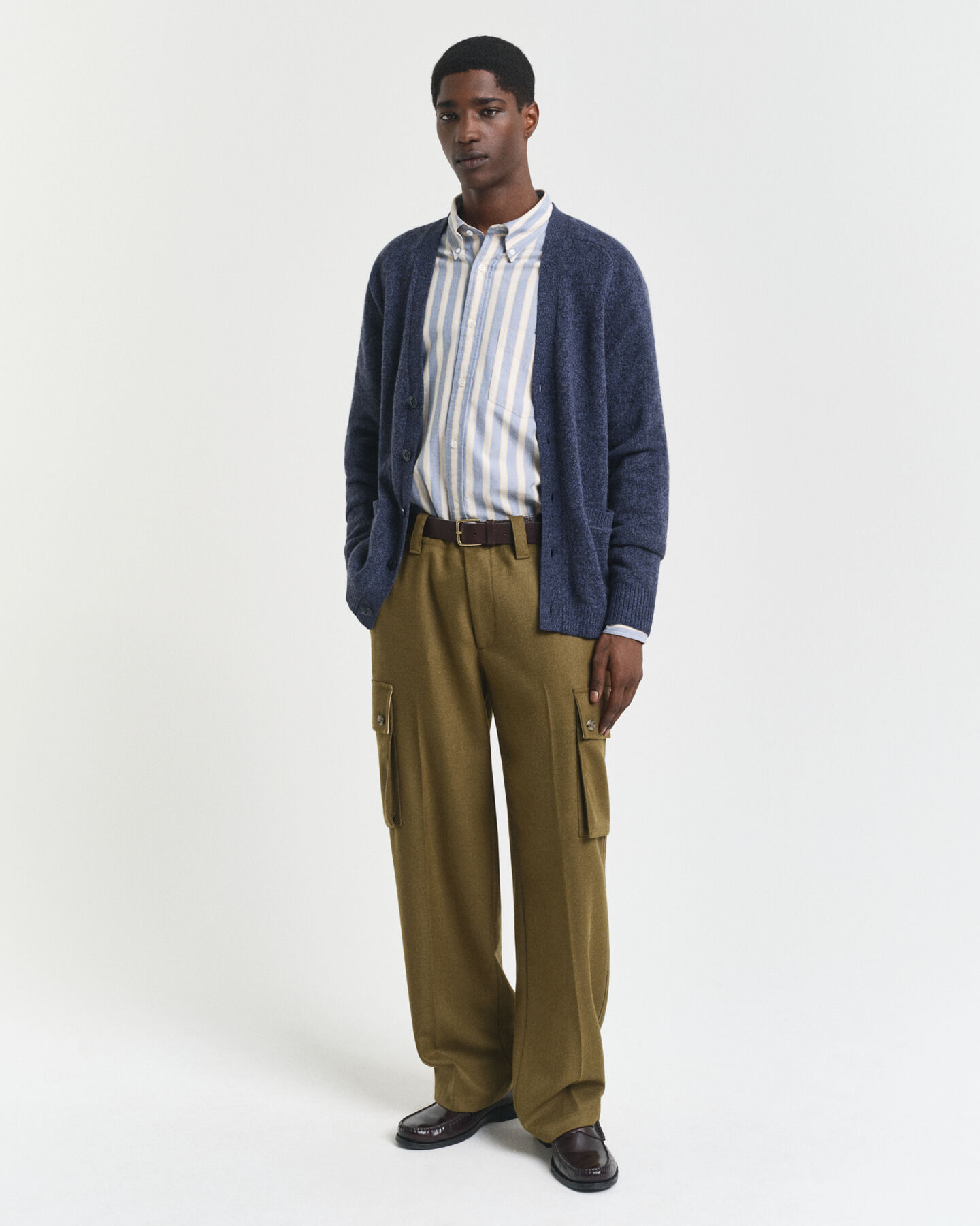 Cardigan i mouliné uldblanding