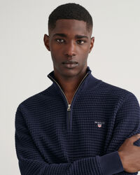 Texture bomuldssweater med halv lynlås