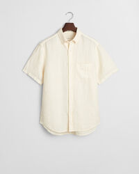 Regular fit garment-dyed h&oslash;rskjorte med korte &aelig;rmer