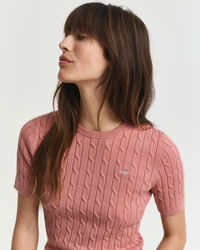 Sweater af strækbomuld med kabelstrik