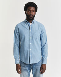 Regular fit indigo chambray skjorte
