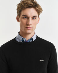 Crewneck sweater af bomuldspiqué