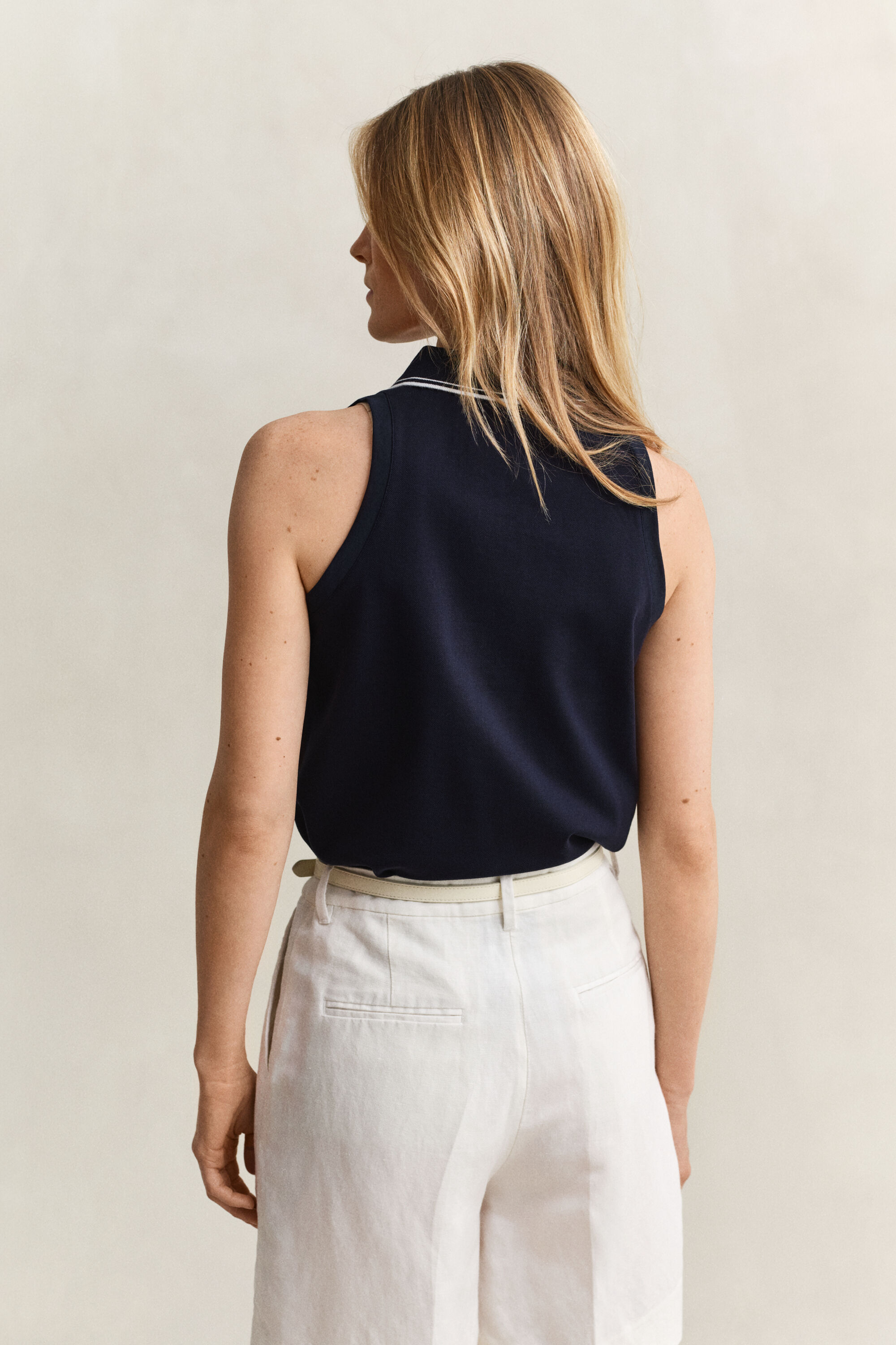 Piqué poloskjorte uden ærmer