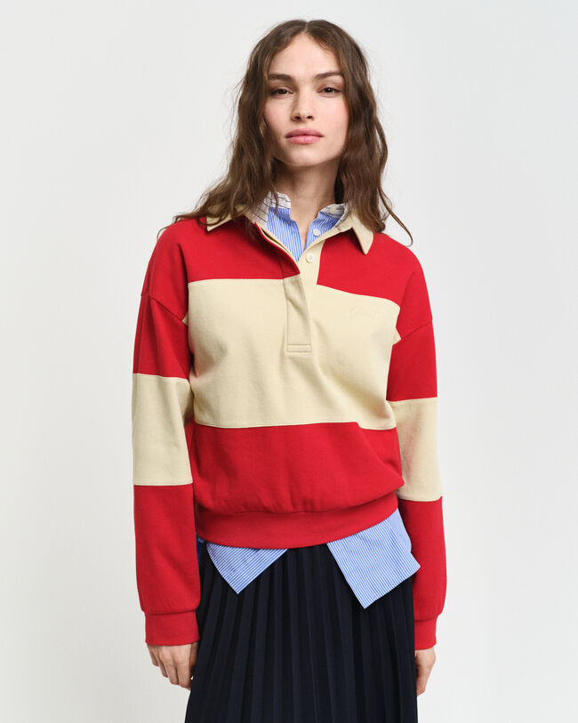 Piqué Rugger med struktur og farveblokke