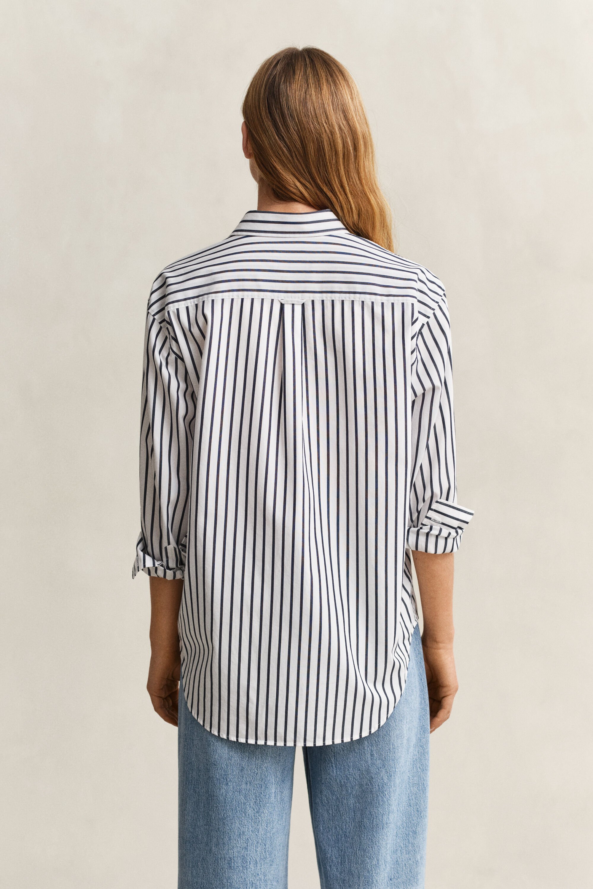 Relaxed fit klassisk stribet poplin-skjorte