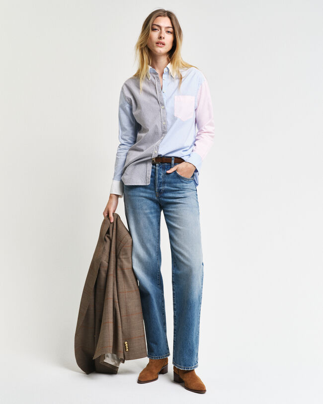 Relaxed fit skjorte med patchwork