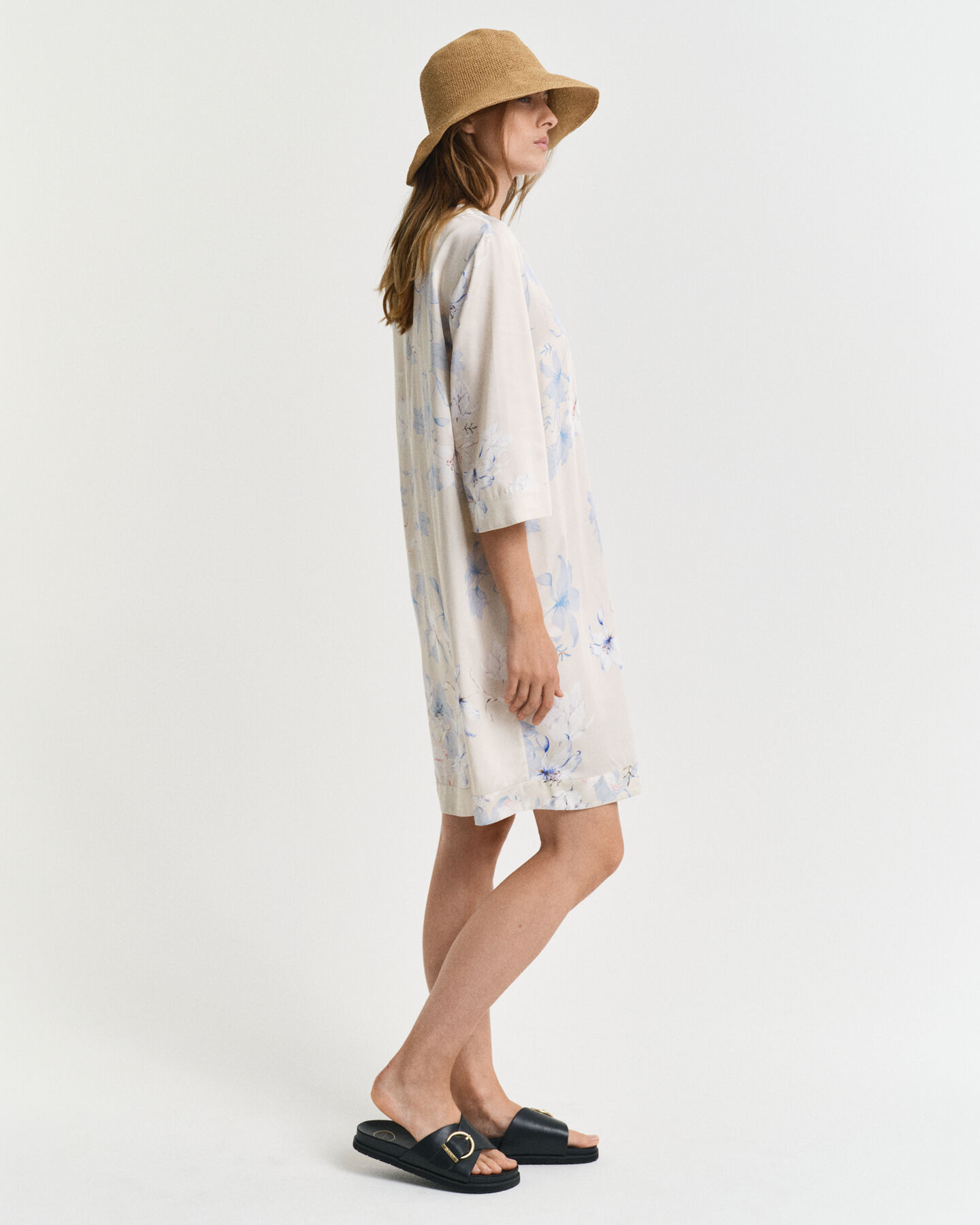 Kaftan med blomstertryk