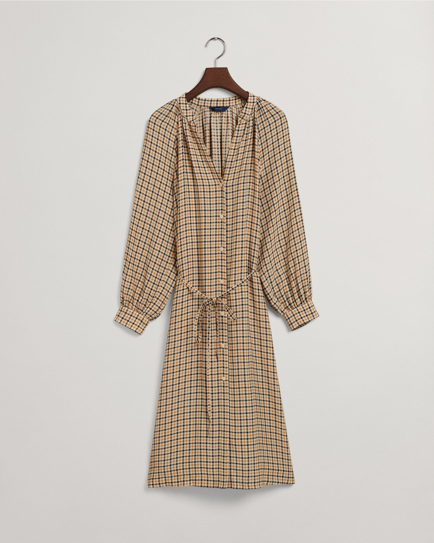 Ternet skjortekjole med st&aring;ende krave