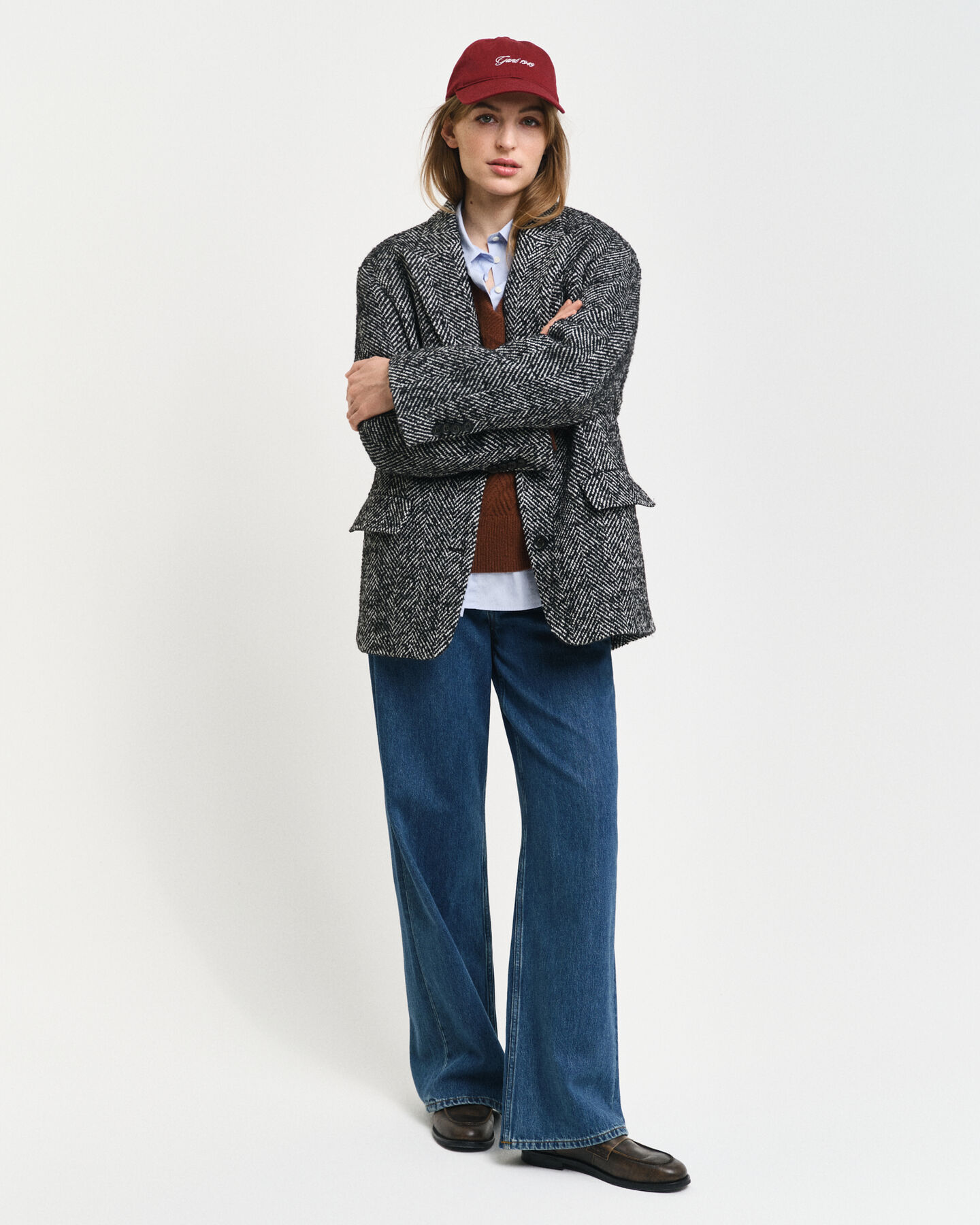 Relaxed fit sildebensmønstret blazer