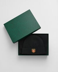 Gavesæt med beanie og halstørklæde i uld med mærke