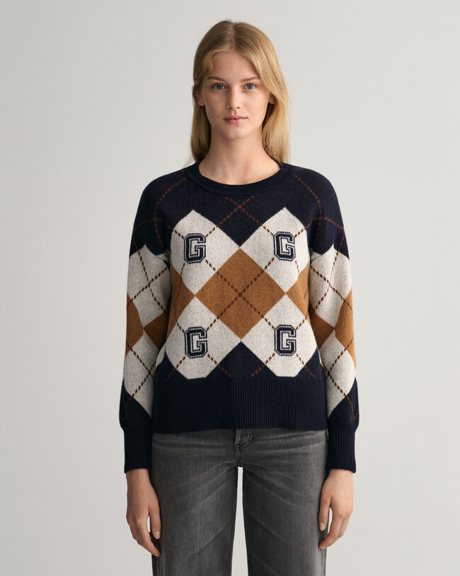 Argyle sweater med crewneck