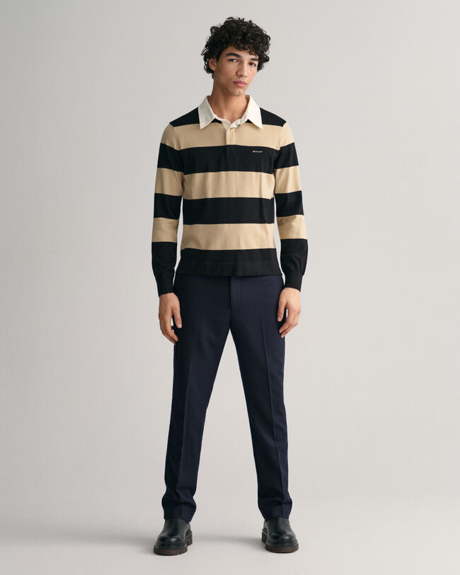 Tv&aelig;rstribbet Rugger i merinould