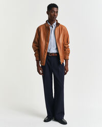 Regular fit stribet seersucker skjorte med korte ærmer