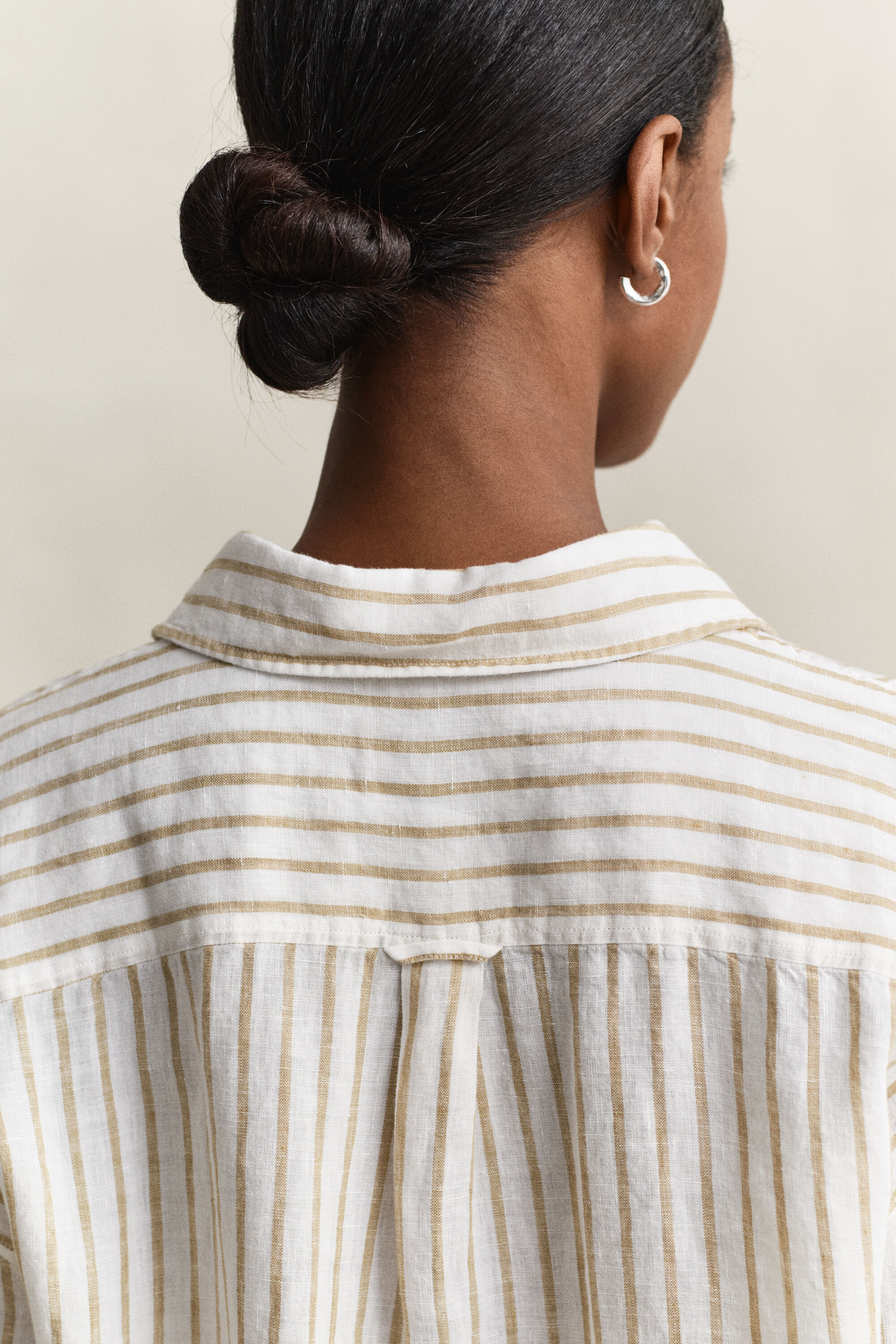 Relaxed fit stribet skjorte af hør