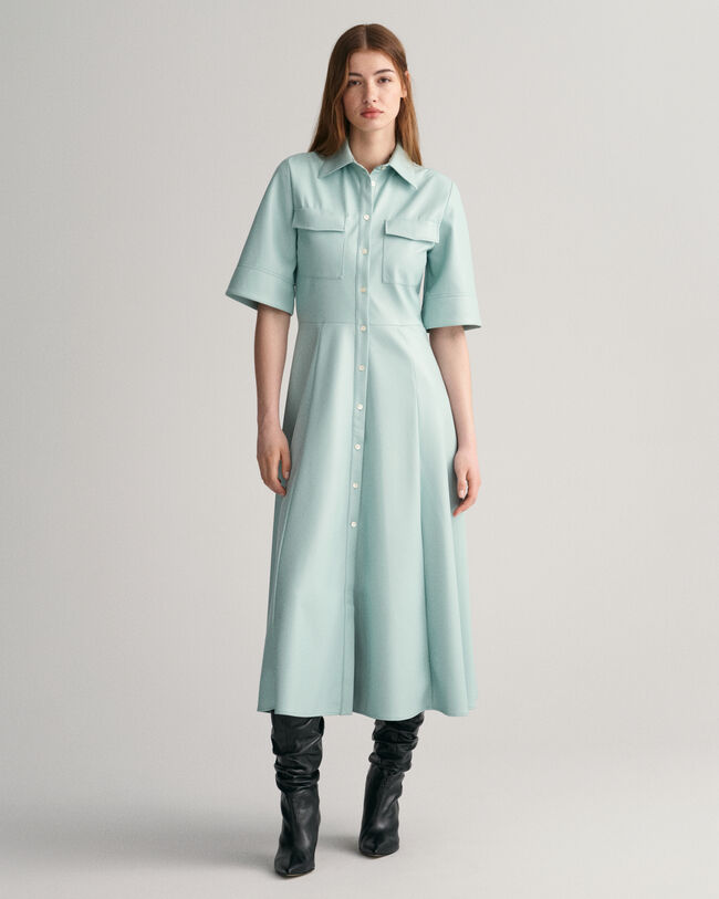 Skjortekjole i kunstlæder