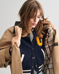 Bilfrakke med læderkrave