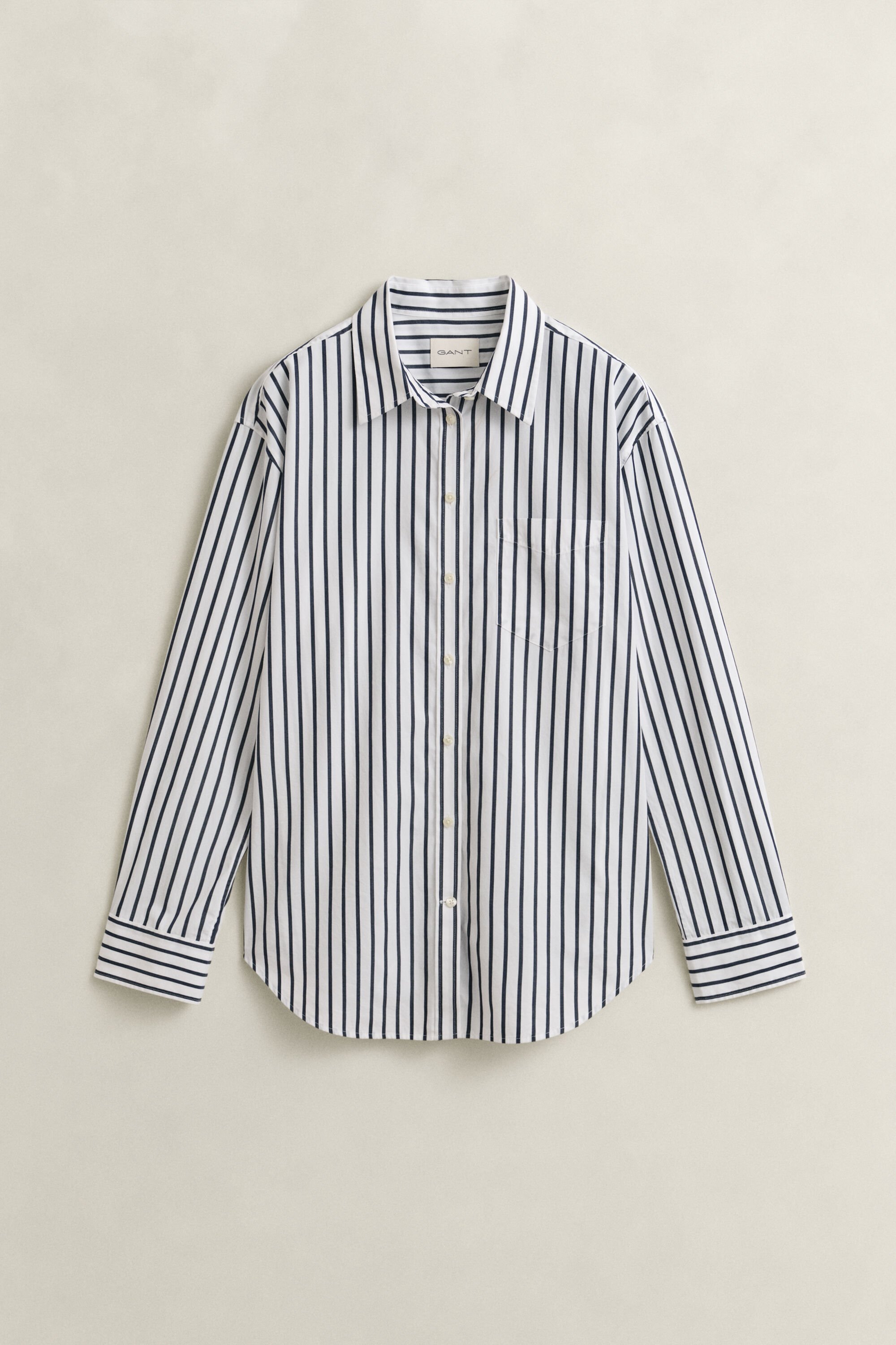 Relaxed fit klassisk stribet poplin-skjorte