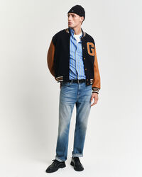 Regular fit klassisk stribet poplin-skjorte