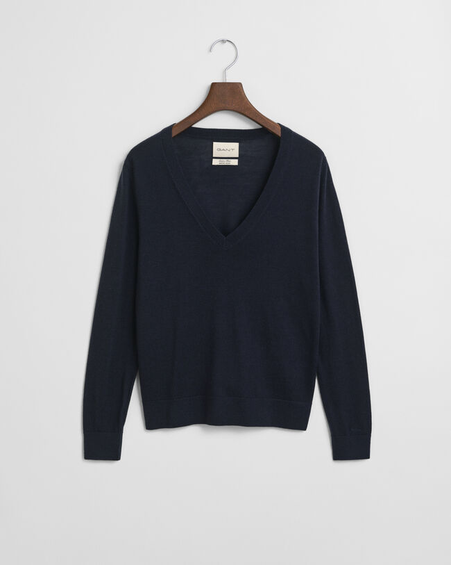 Sweater med V-hals sweater af ekstra fin merinould