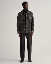 Oversized tungt vasket denim-skjorte