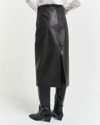 Midi pencil-nederdel af læder