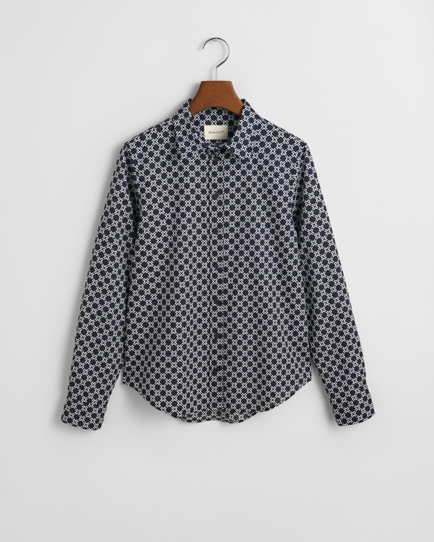 Regular fit Geometric skjorte af bomuldsvoile