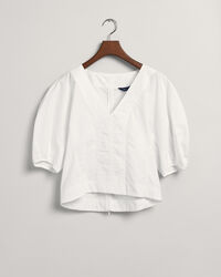 Top med ballonærmer og V-hals