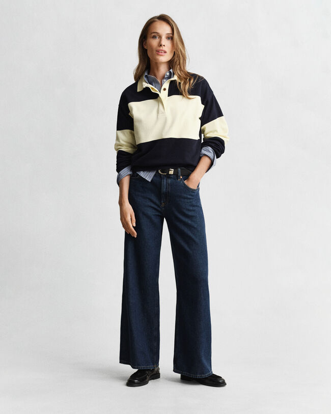 Piqué Rugger med struktur og farveblokke