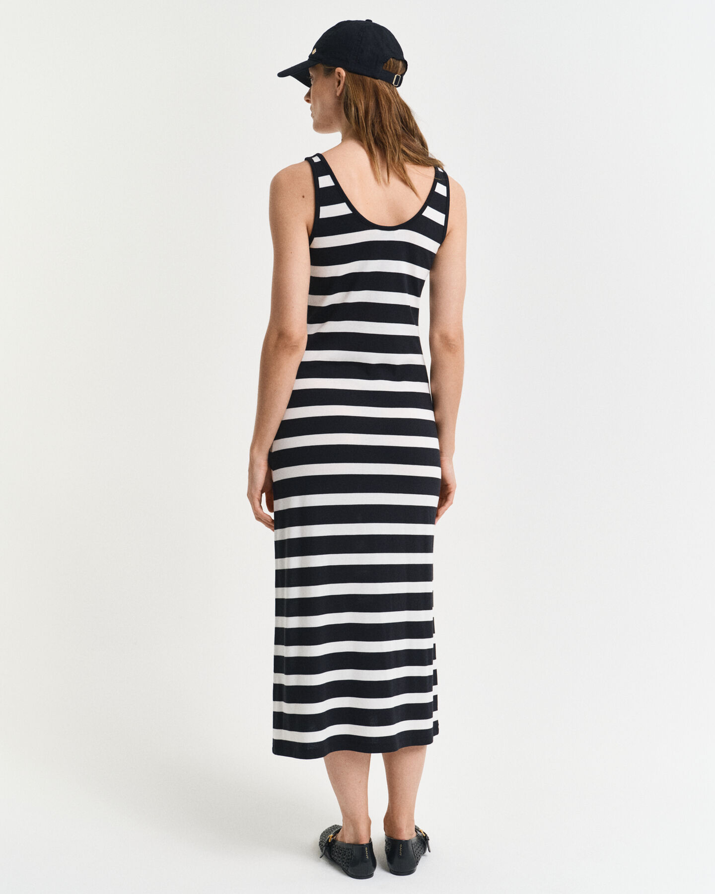 Stribet tanktop midi jerseykjole