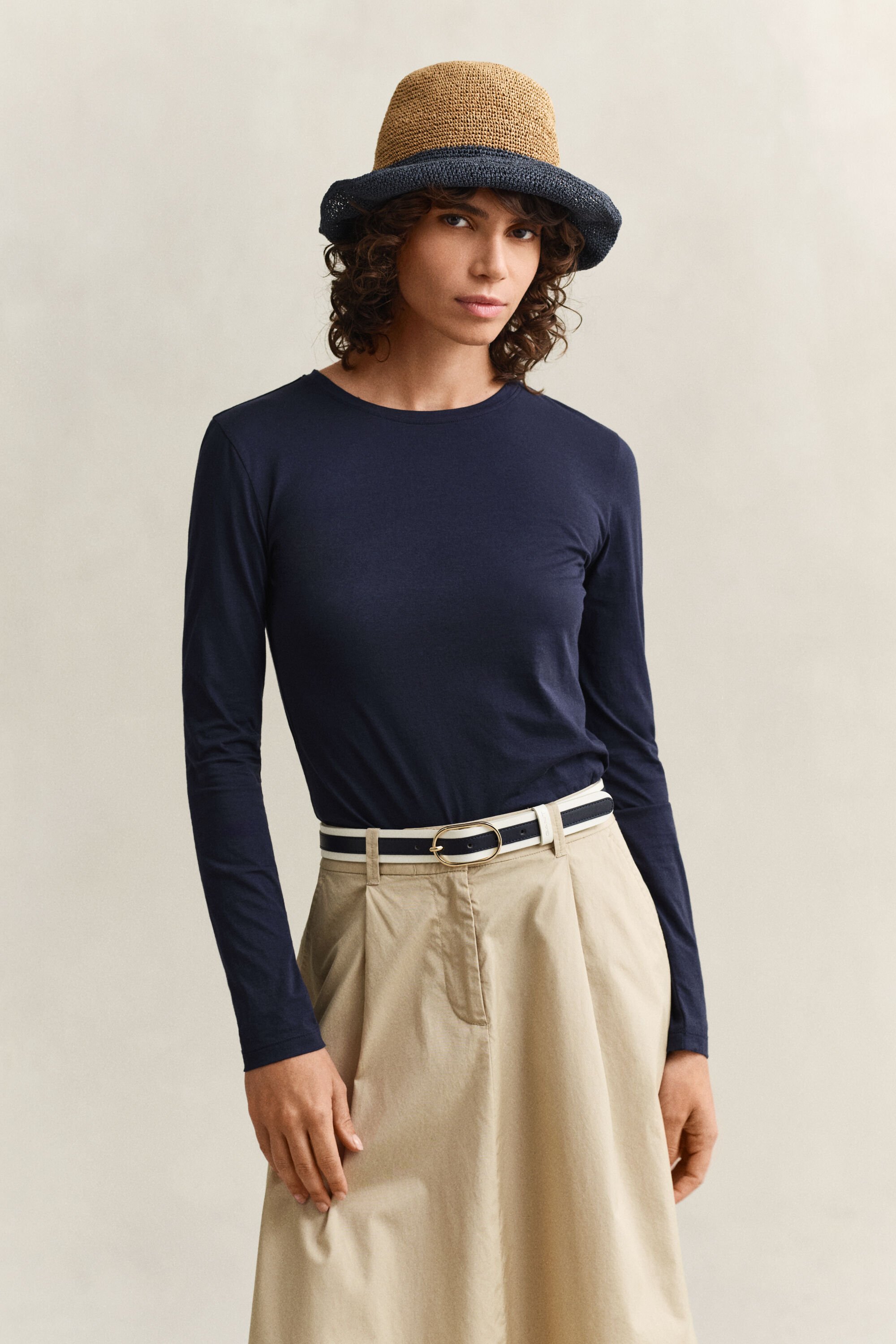 T-shirt af bomuld med lange ærmer