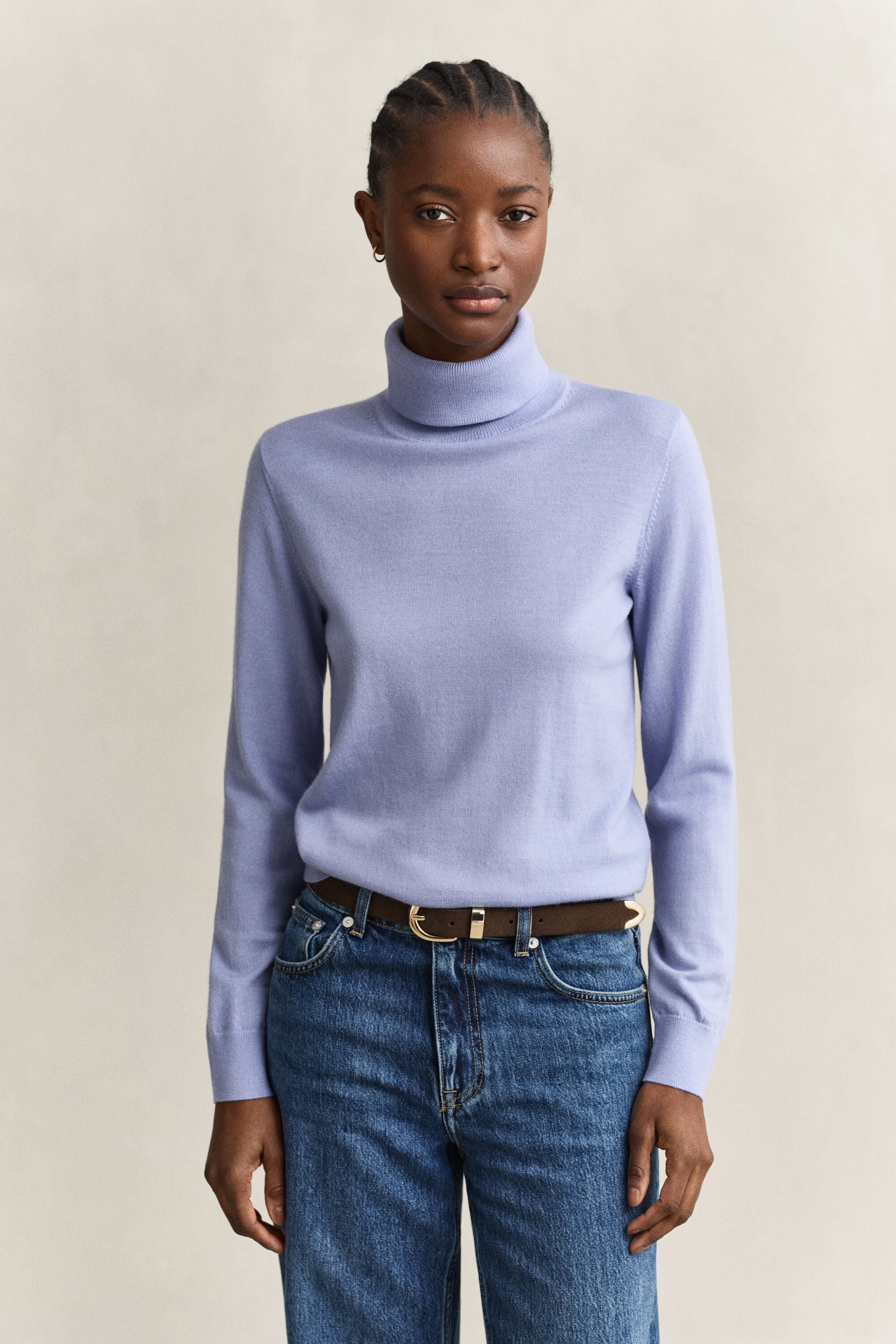 Rullekrave sweater af ekstra fin merinould