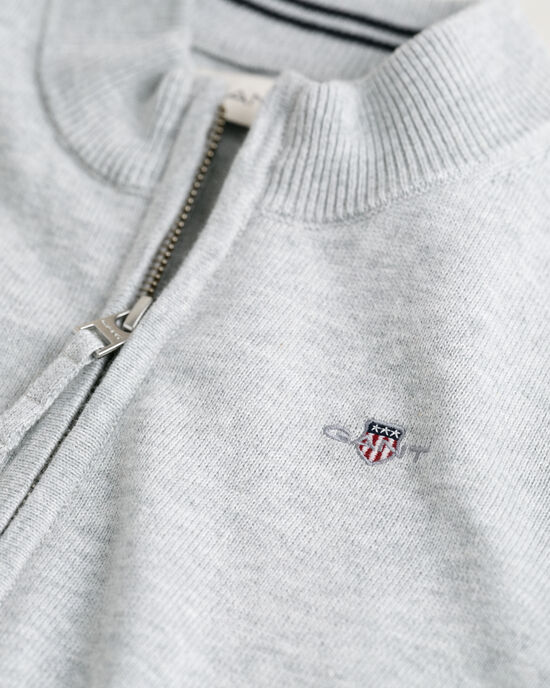 Kids Shield cardigan i bomuld med lynlås