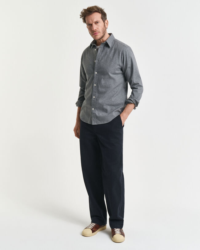 Regular fit melange flannelskjorte