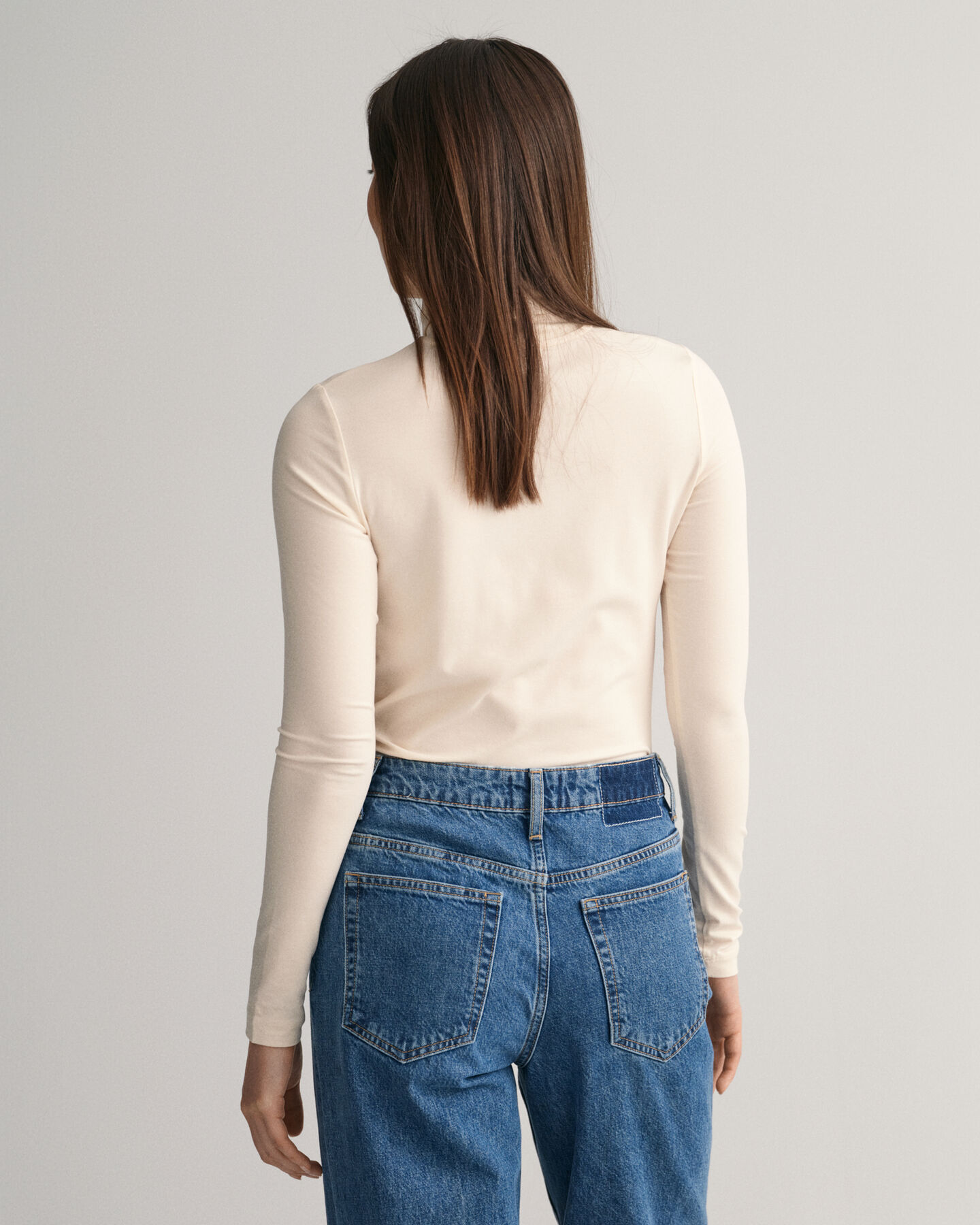 Langærmet top med rullekrave