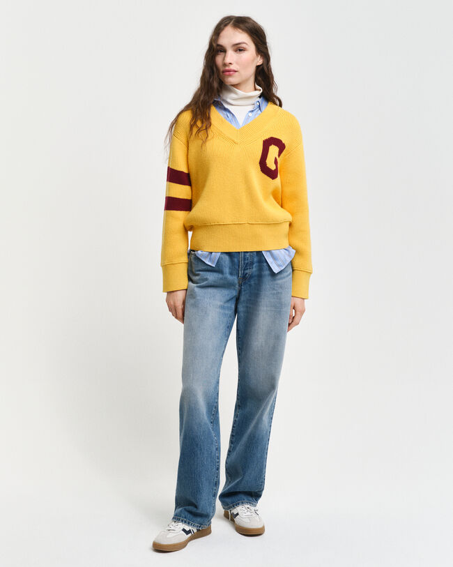 GANT Varsity sweater med V-hals