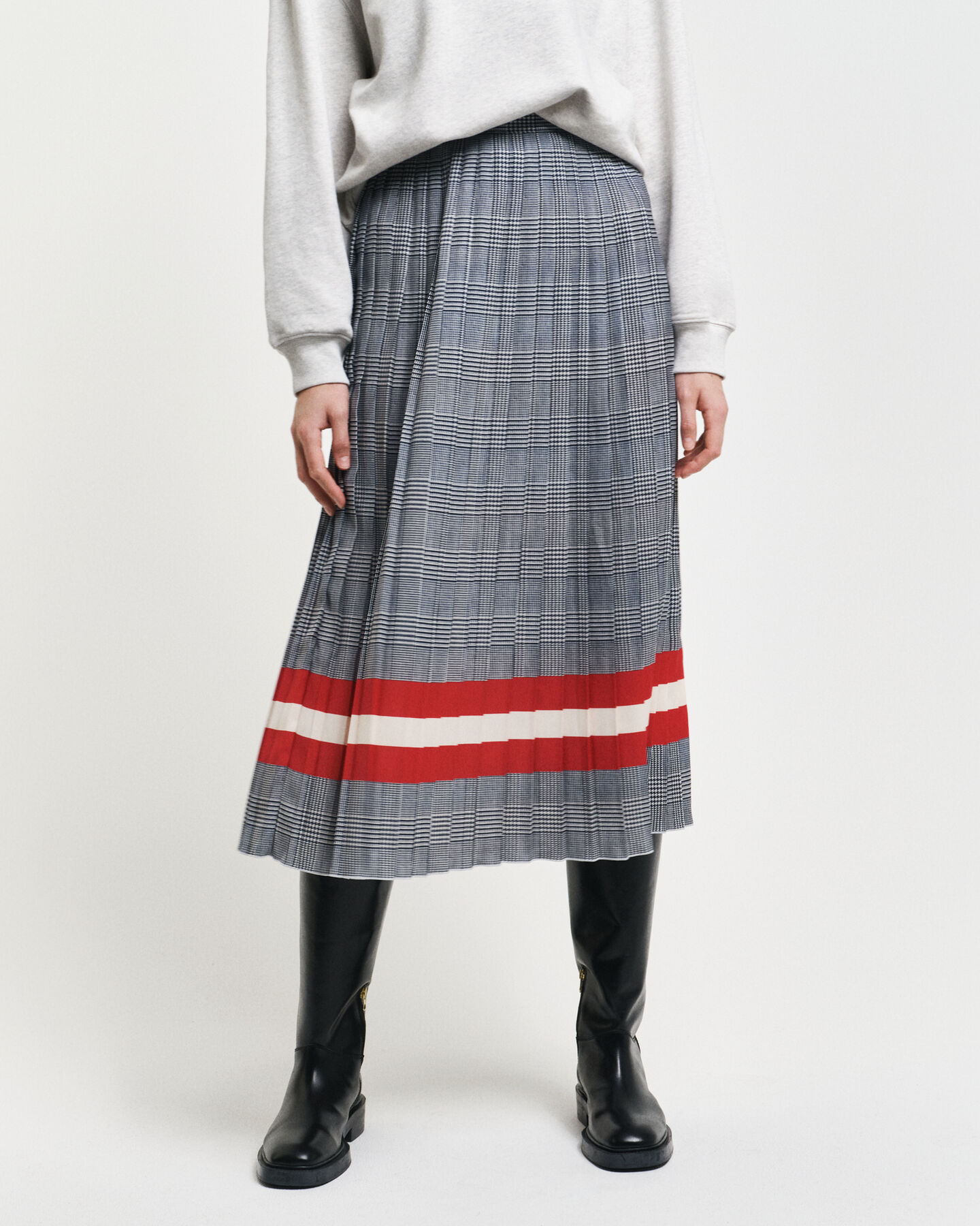 Plisseret nederdel med ternet tryk