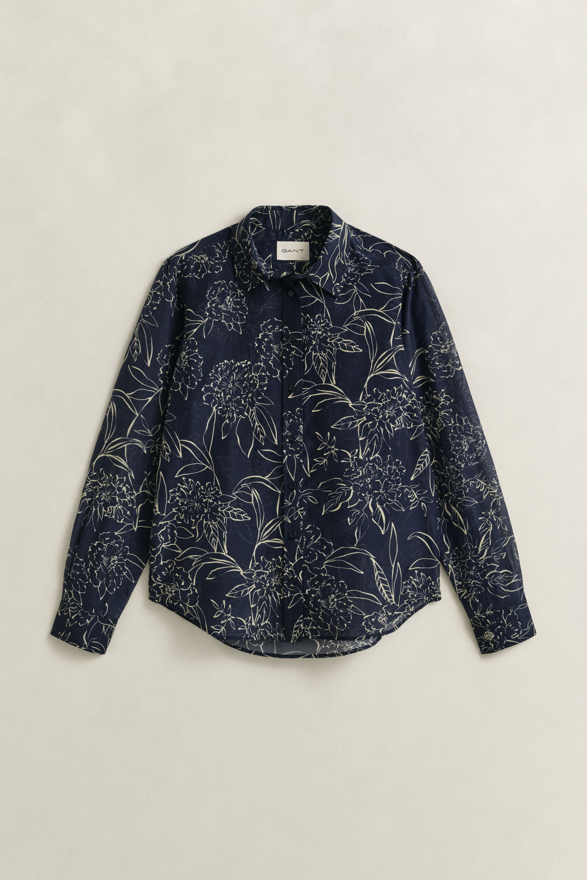 Regular fit bomuldssilkeskjorte med Floral-tryk