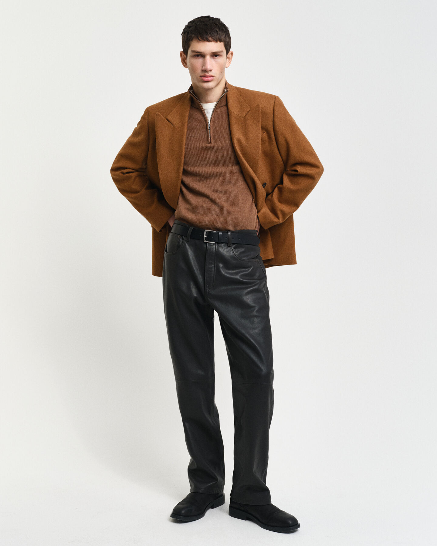 Læderjeans med 5 lommer