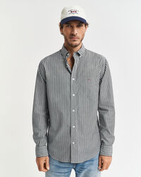 Regular fit klassisk stribet poplin-skjorte