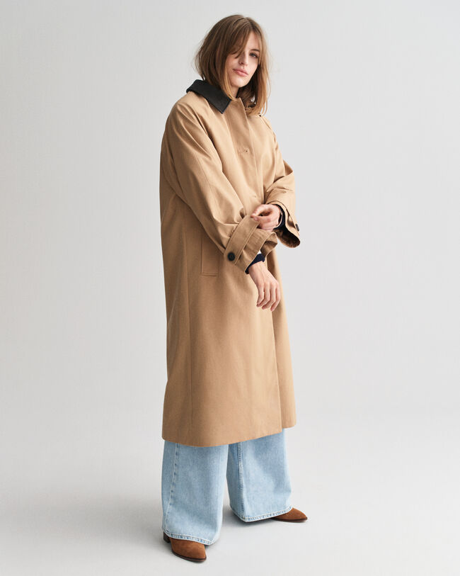 Bilfrakke med læderkrave