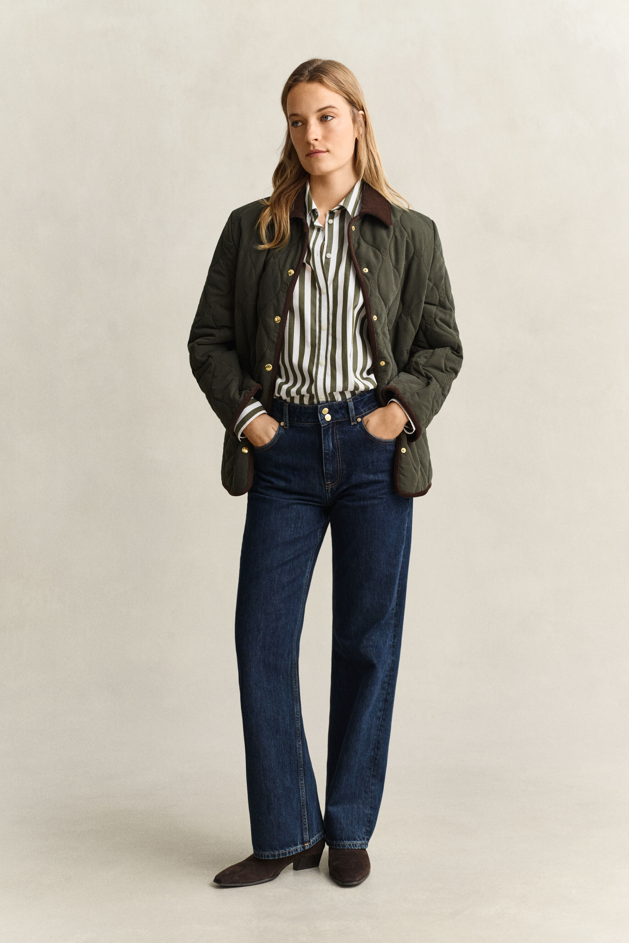 Relaxed poplin skjorte med striber