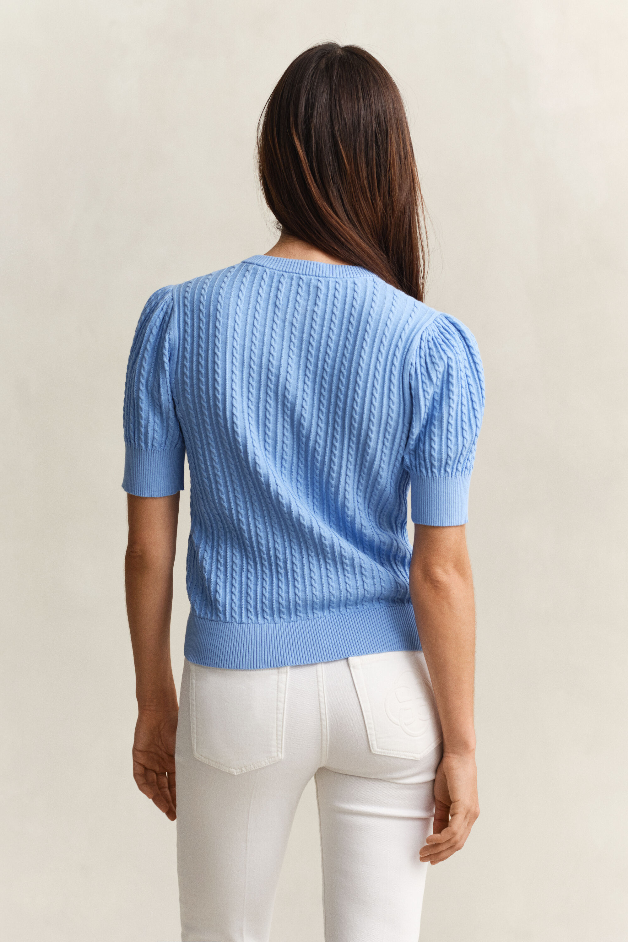 Cardigan af bomuld med kabelstrik