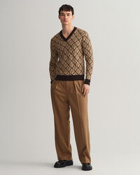 Monogram merino sweater med V-hals